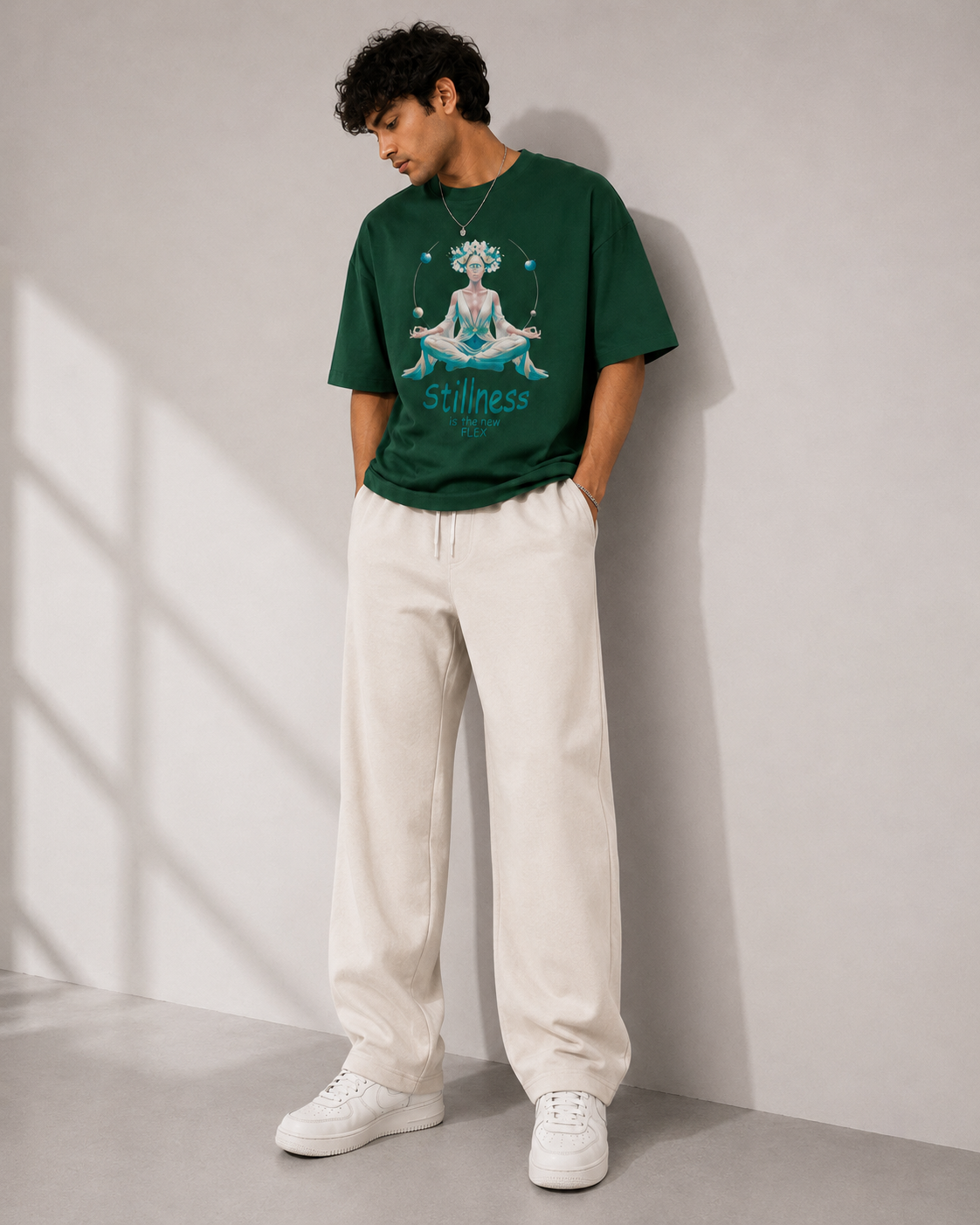 Stillness is the New Flex / World Card - Unisex Terry Oversized Tee