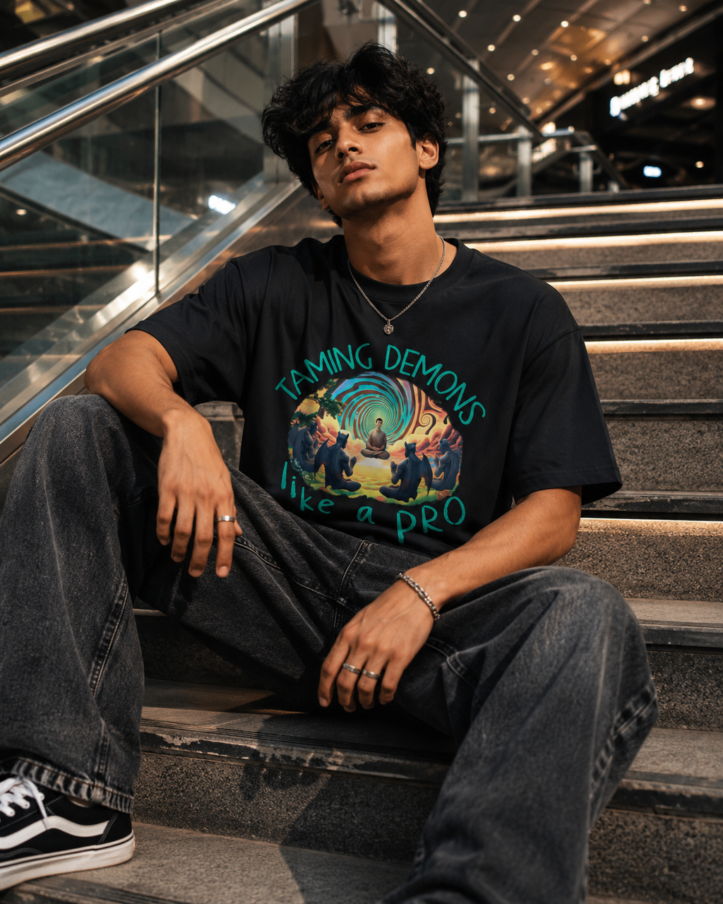 Taming Demons / Strength Card - Unisex Terry Oversized Tee