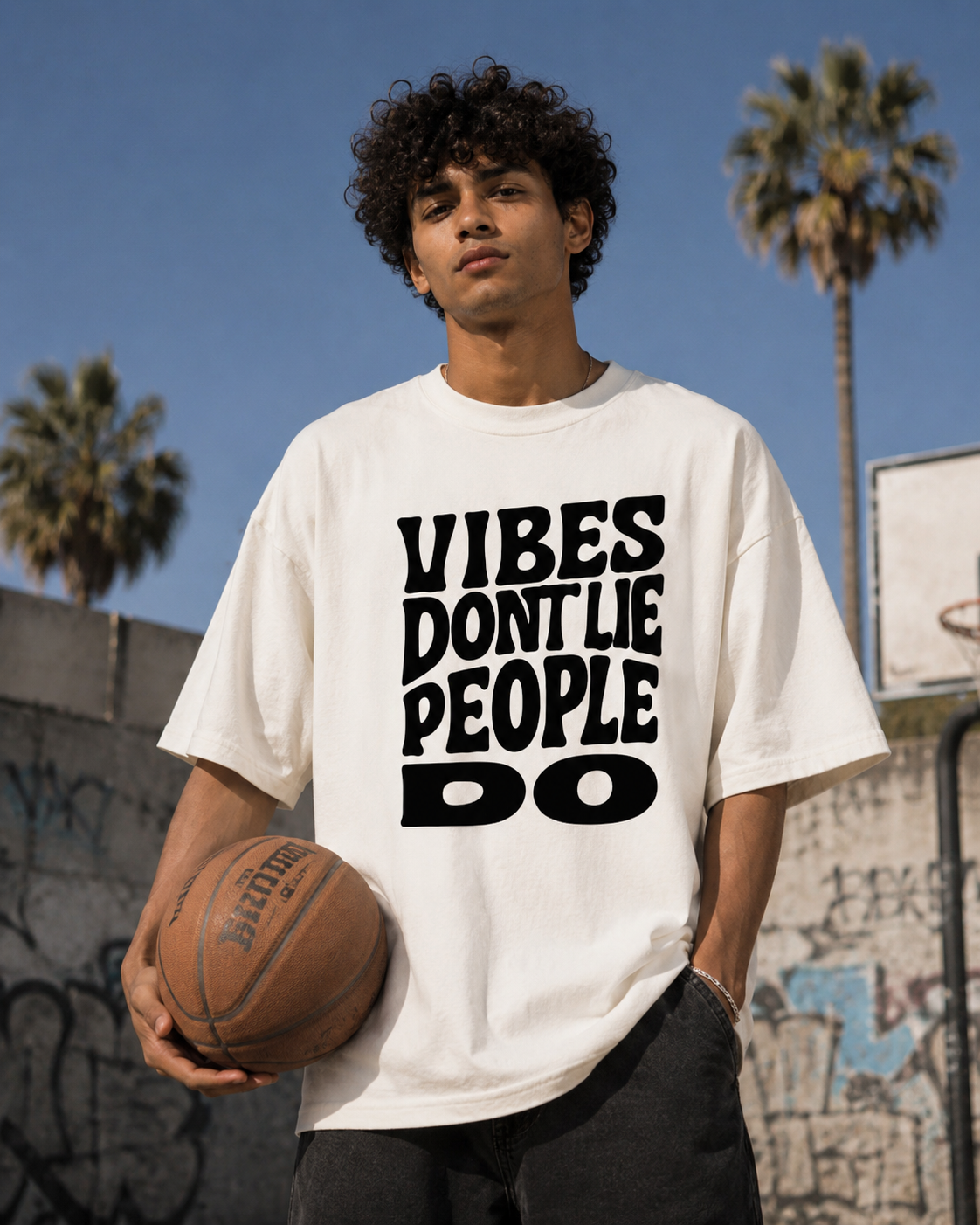 Vibes Don't Lie, People Do / Moon Card - Unisex Terry Oversized Tee