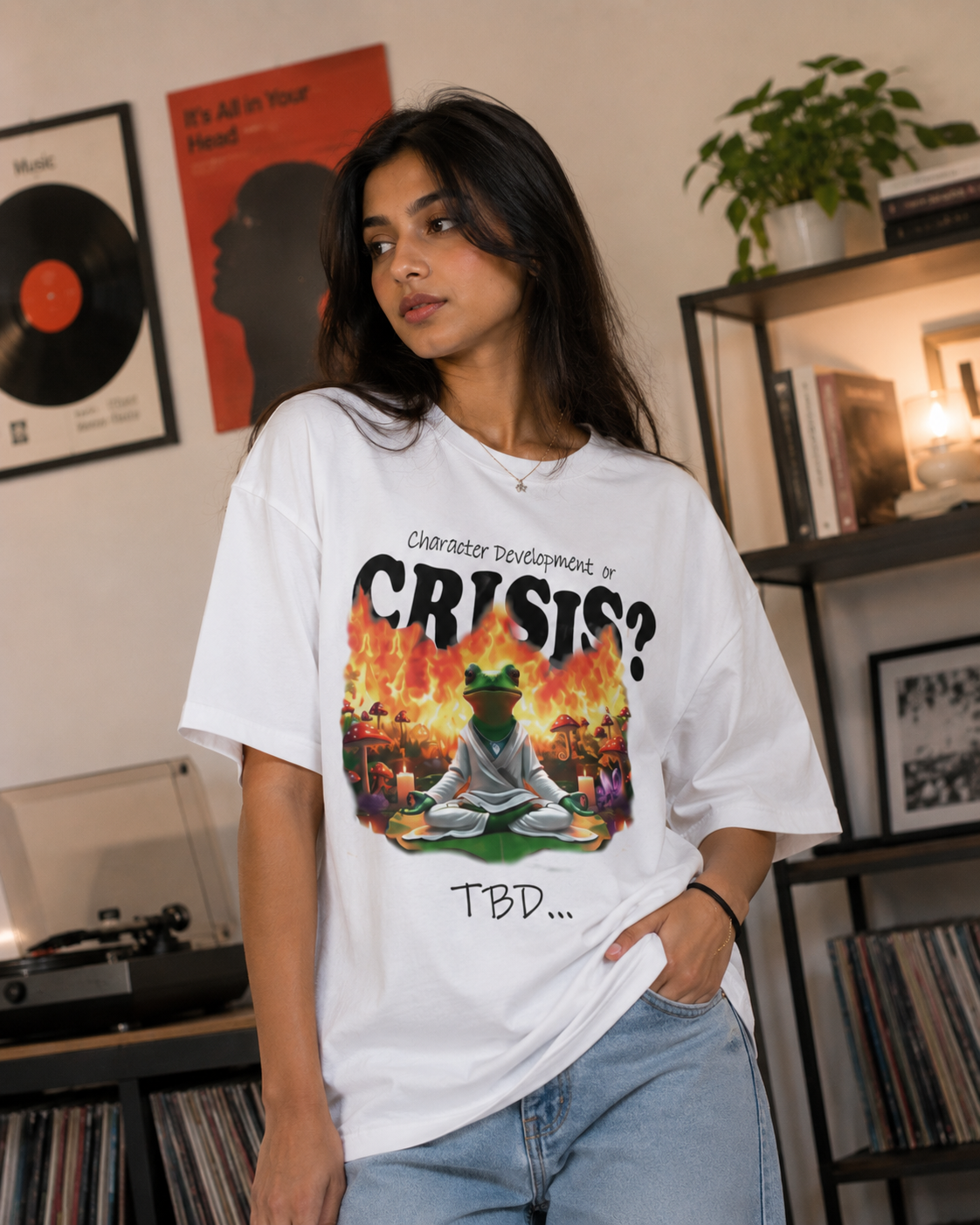 Crisis? / Tower Card - Unisex Terry Oversized Tee