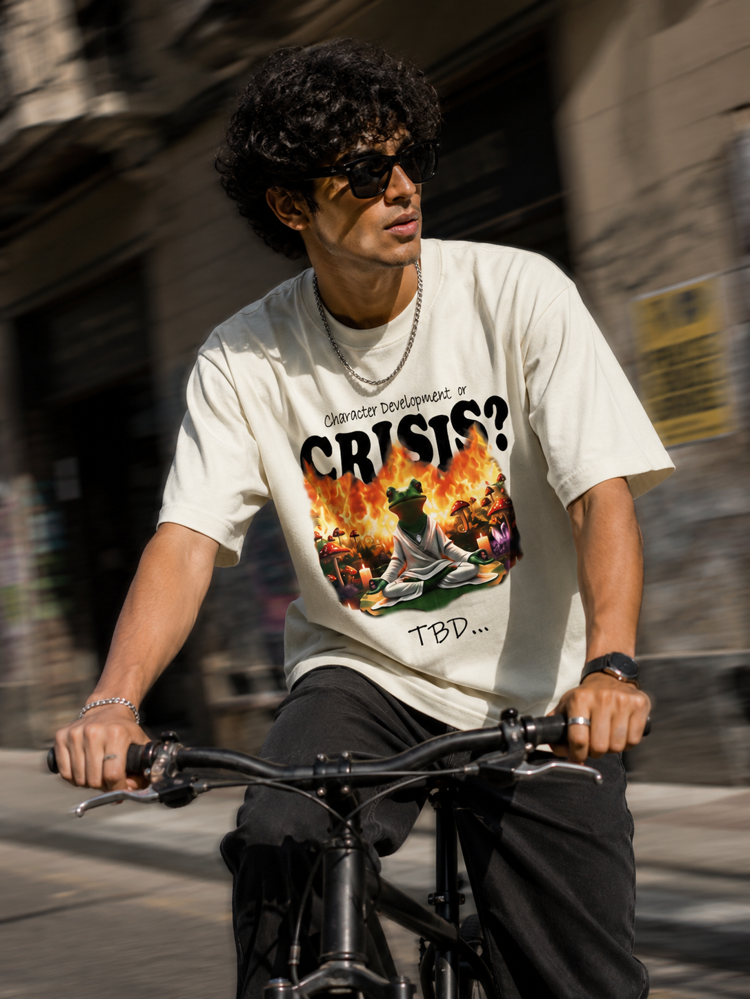 Crisis? / Tower Card - Unisex Terry Oversized Tee