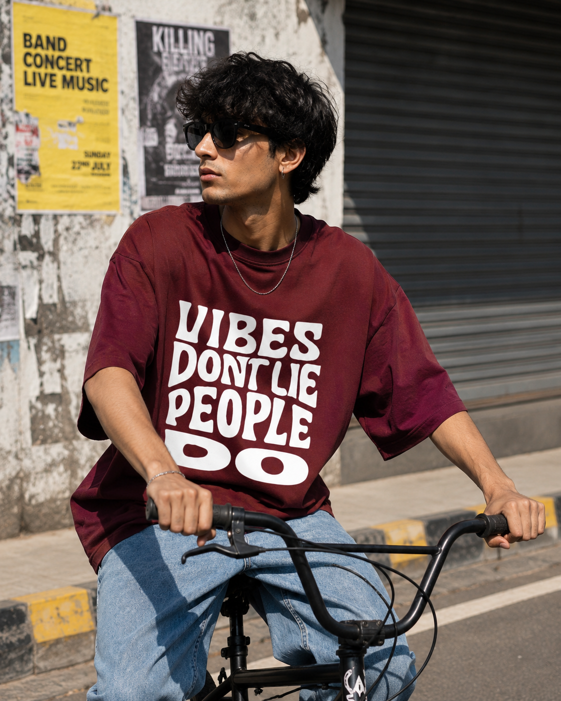 Vibes don't lie / Moon Card - Unisex Terry Oversized Tee