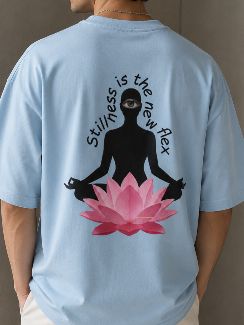 Stillness is the New Flex / The World Card - Unisex Terry Oversized Tee
