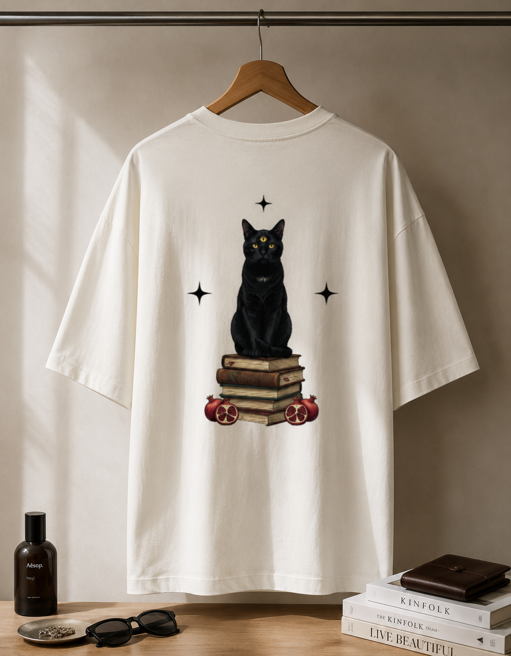 Knows Everything / High Priestess Card - Unisex Terry Oversized Tee