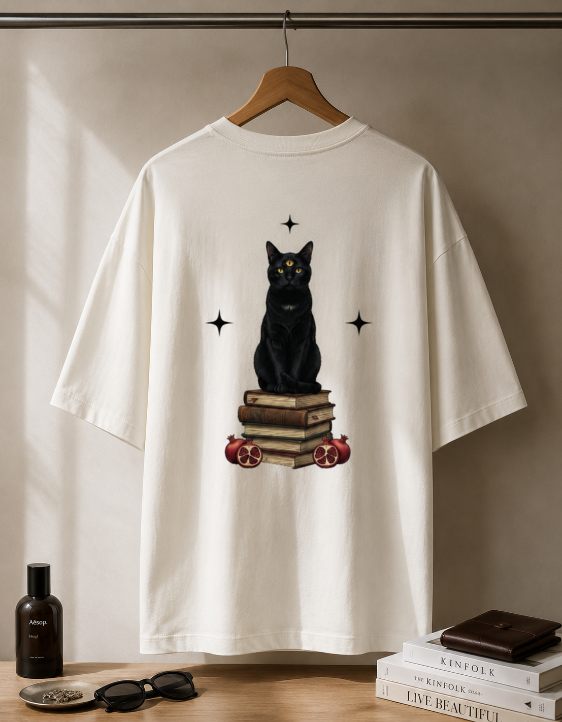 Knows Everything / High Priestess Card - Unisex Terry Oversized Tee