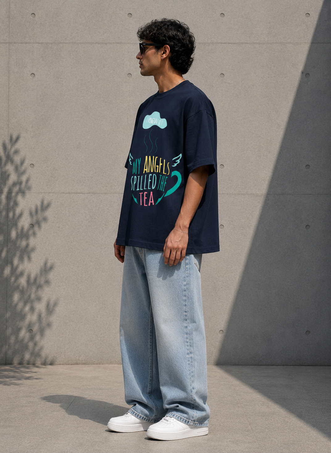 My Angels Spilled the Tea - Unisex Terry Oversized Tee