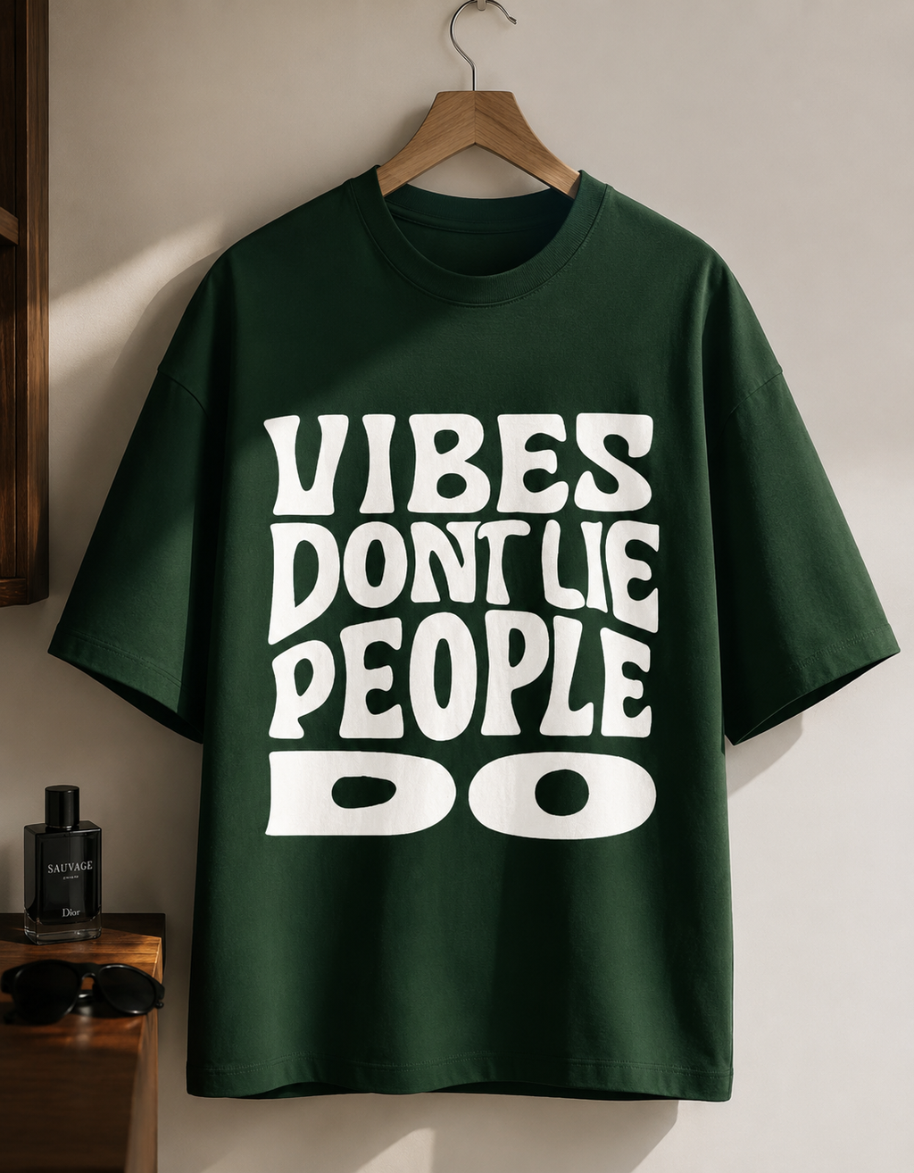 Vibes don't lie / Moon Card - Unisex Terry Oversized Tee