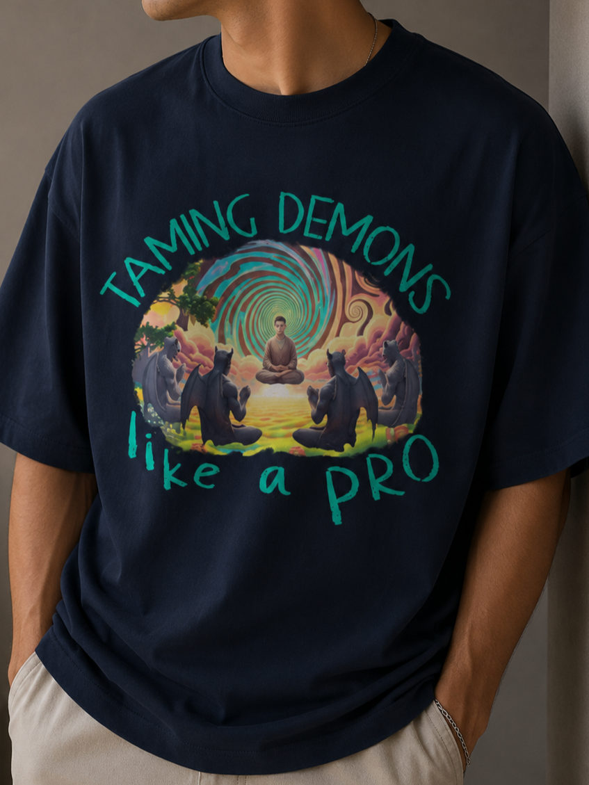 Taming Demons / Strength Card - Unisex Terry Oversized Tee