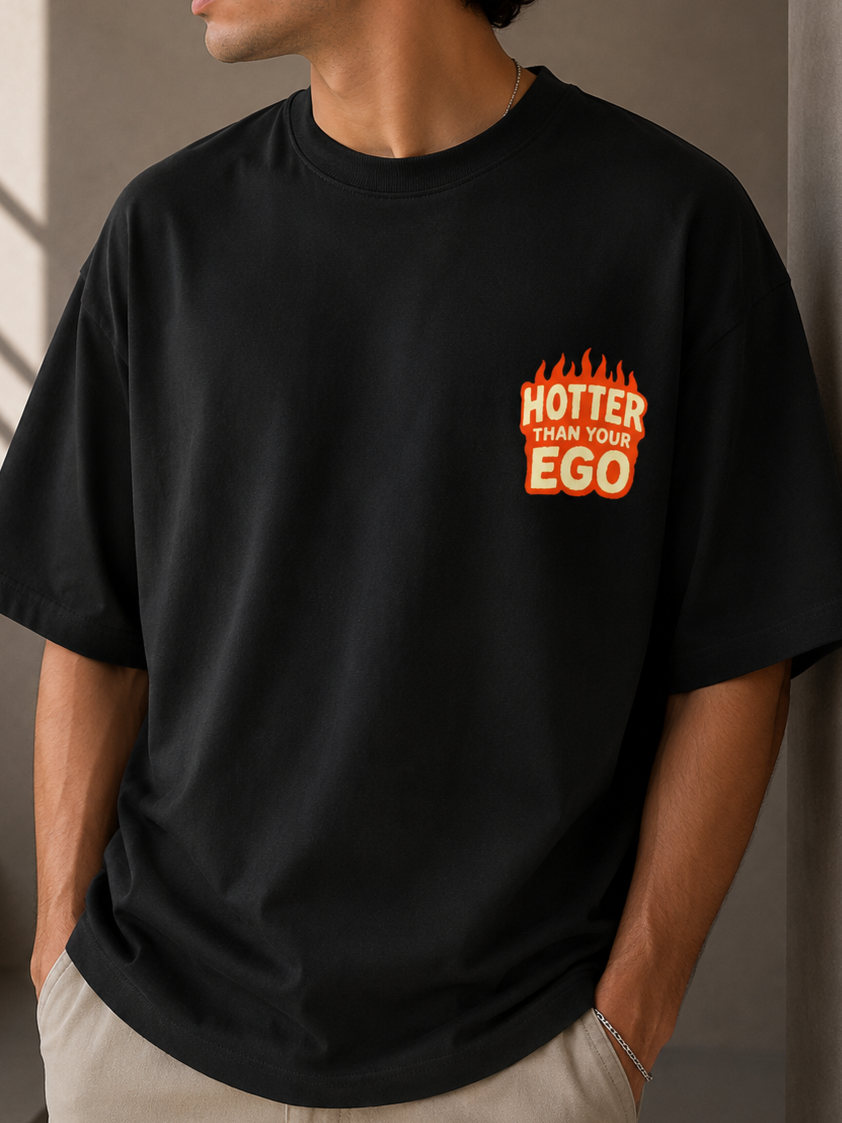 Hotter than Your Ego / Sun Card - Unisex Terry Oversized Tee