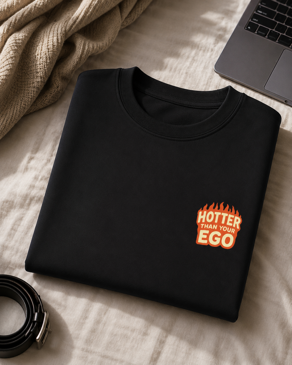 Hotter than Your Ego / Sun Card - Unisex Terry Oversized Tee