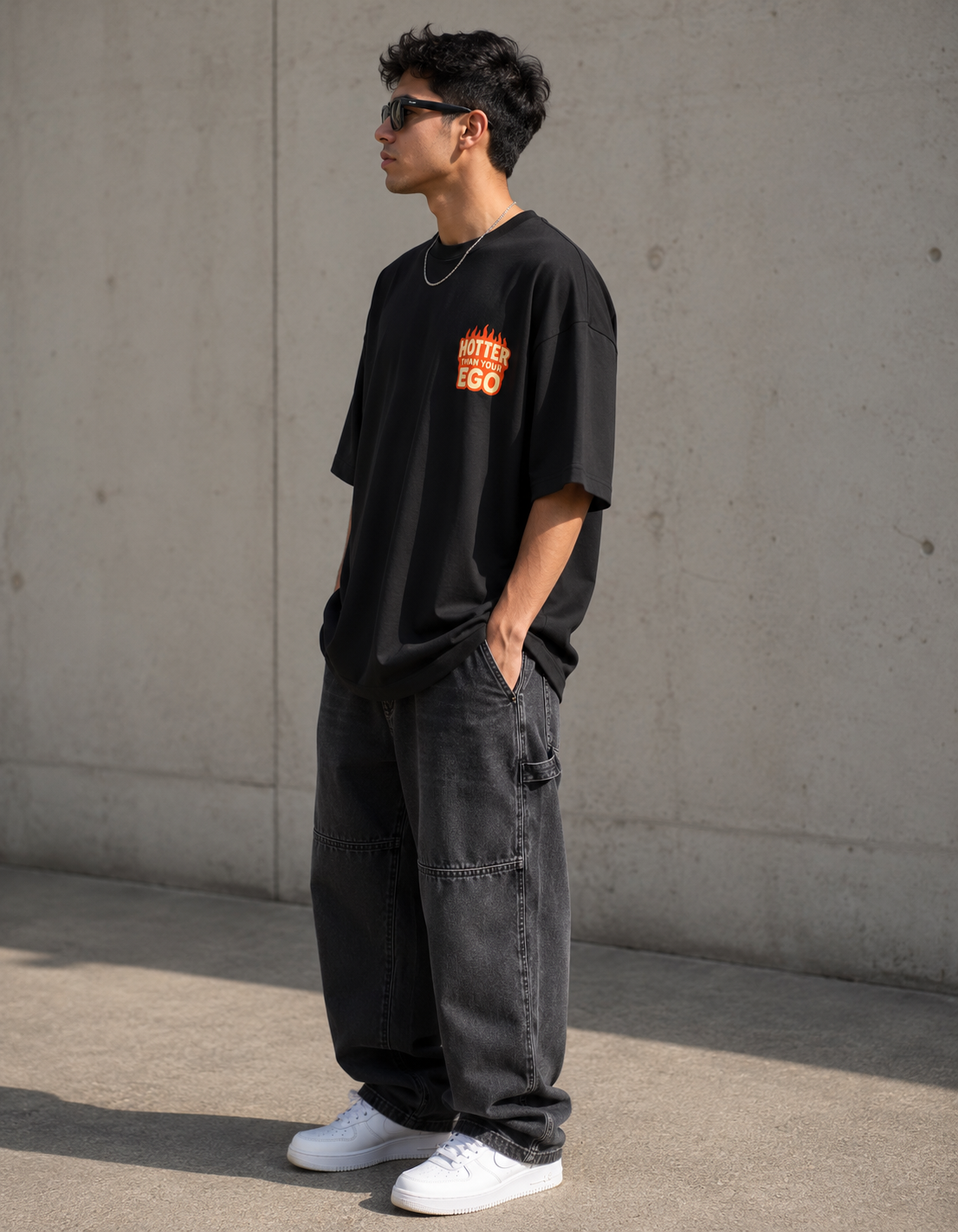 Hotter than Your Ego / Sun Card - Unisex Terry Oversized Tee