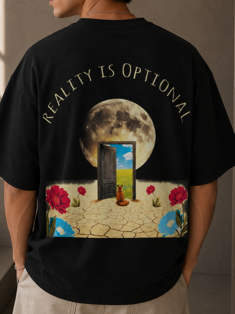 Reality is Optional / Moon Card - Unisex Terry Oversized Tee
