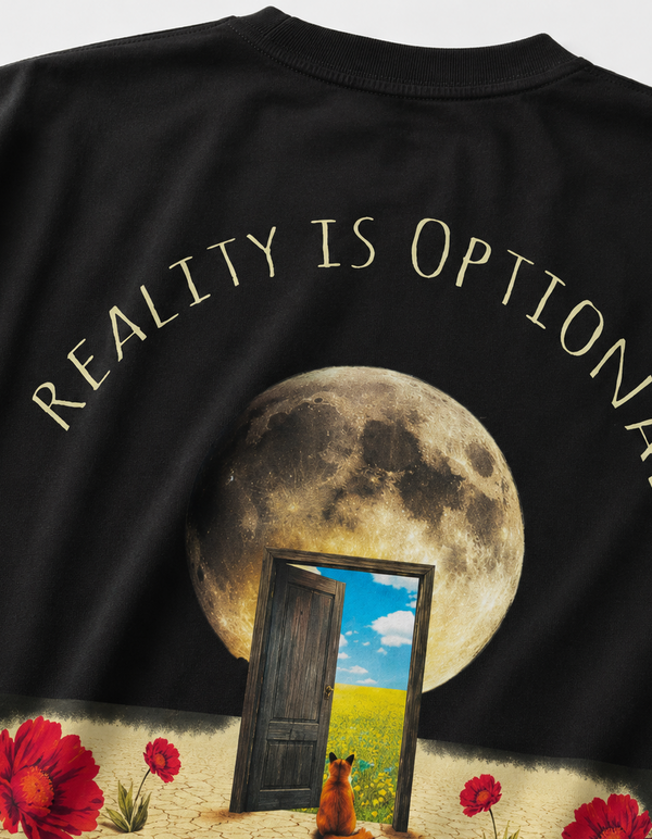 Reality is Optional / Moon Card - Unisex Terry Oversized Tee