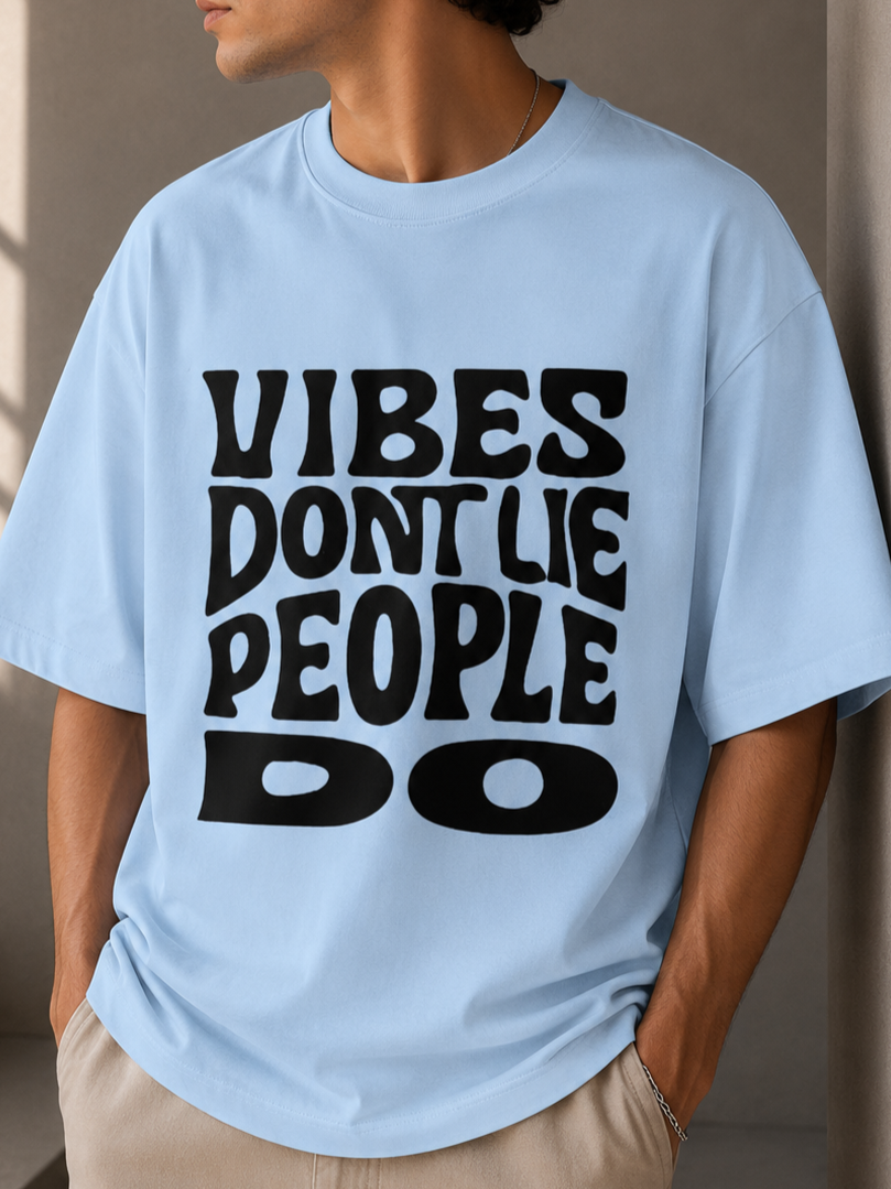 Vibes Don't Lie, People Do / Moon Card - Unisex Terry Oversized Tee
