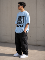 Vibes Don't Lie, People Do / Moon Card - Unisex Terry Oversized Tee