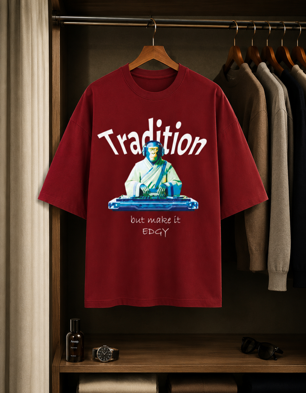 Tradition / The Hierophant Card - Unisex Terry Oversized Tee