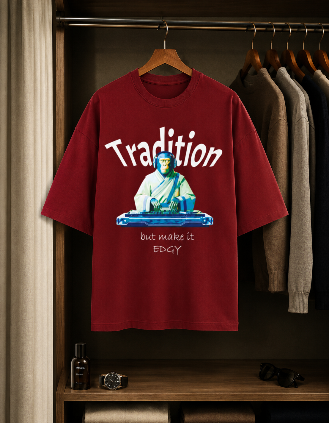 Tradition / The Hierophant Card - Unisex Terry Oversized Tee