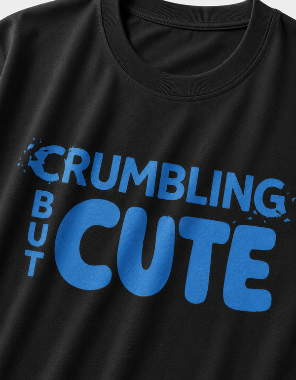 Crumbling but Cute / Tower Card - Unisex Terry Oversized Tee