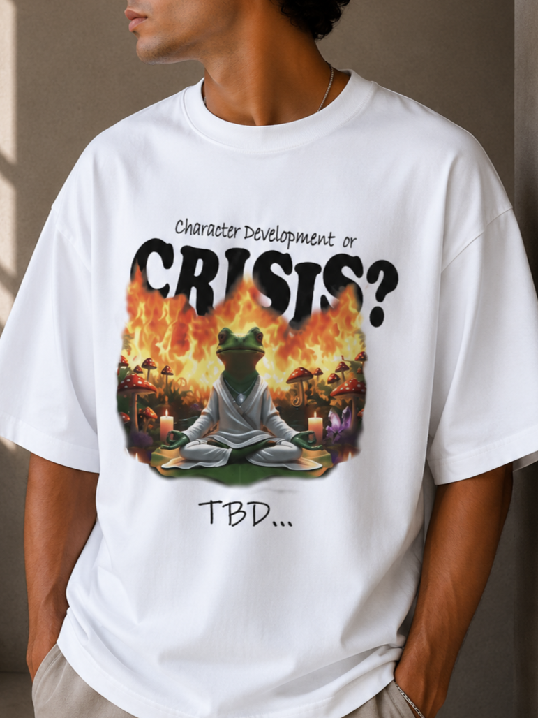 Crisis? / Tower Card - Unisex Terry Oversized Tee
