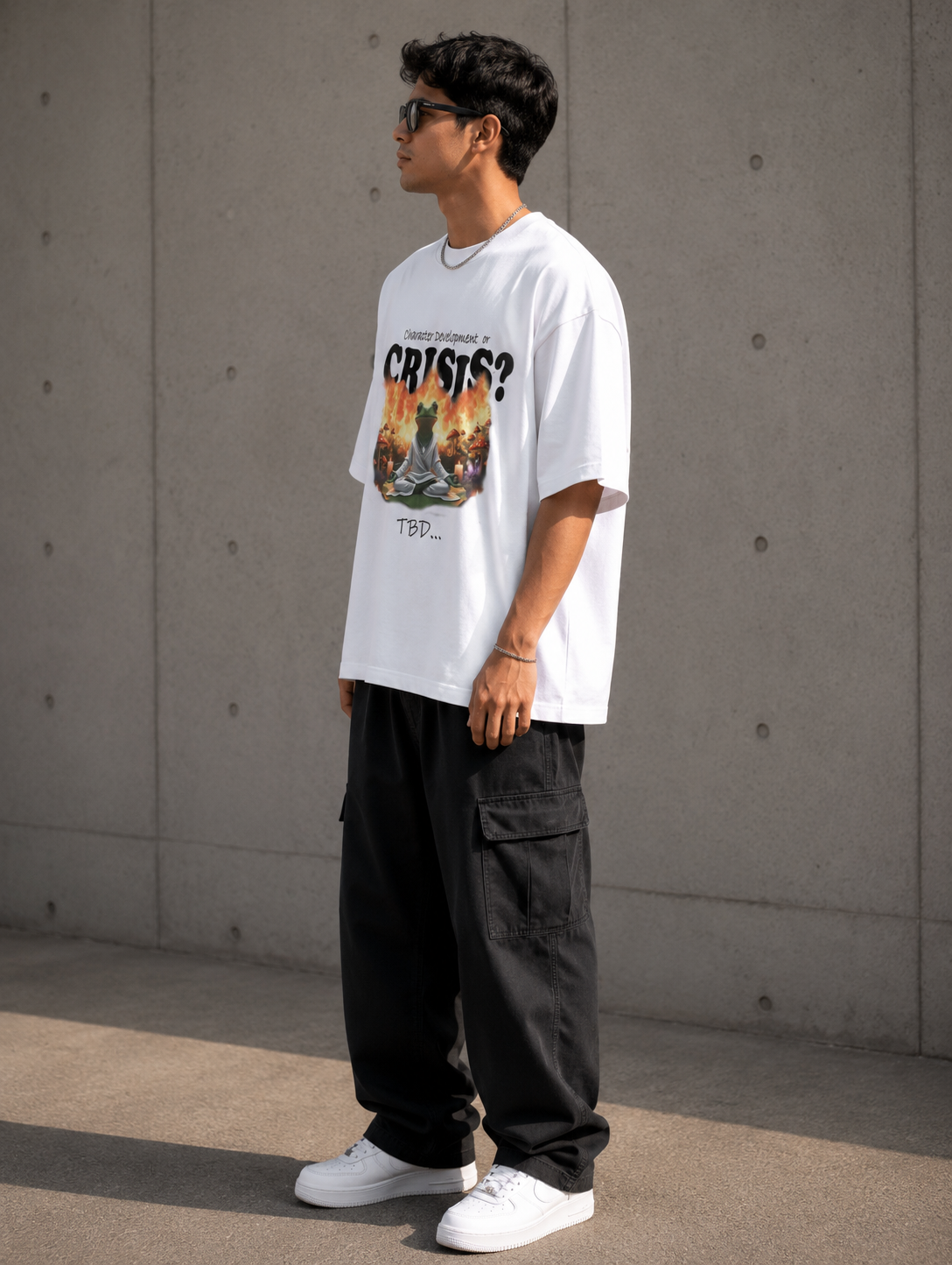 Crisis? / Tower Card - Unisex Terry Oversized Tee