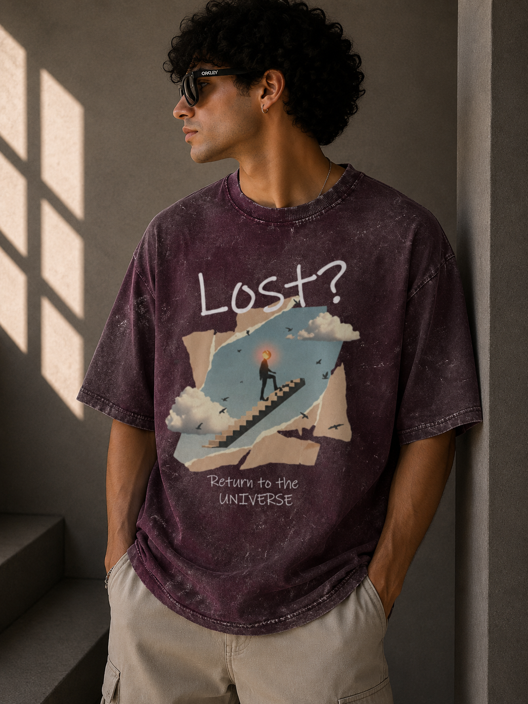 Return to the Universe / The Fool Card - Unisex Acid Washed Oversized Tee