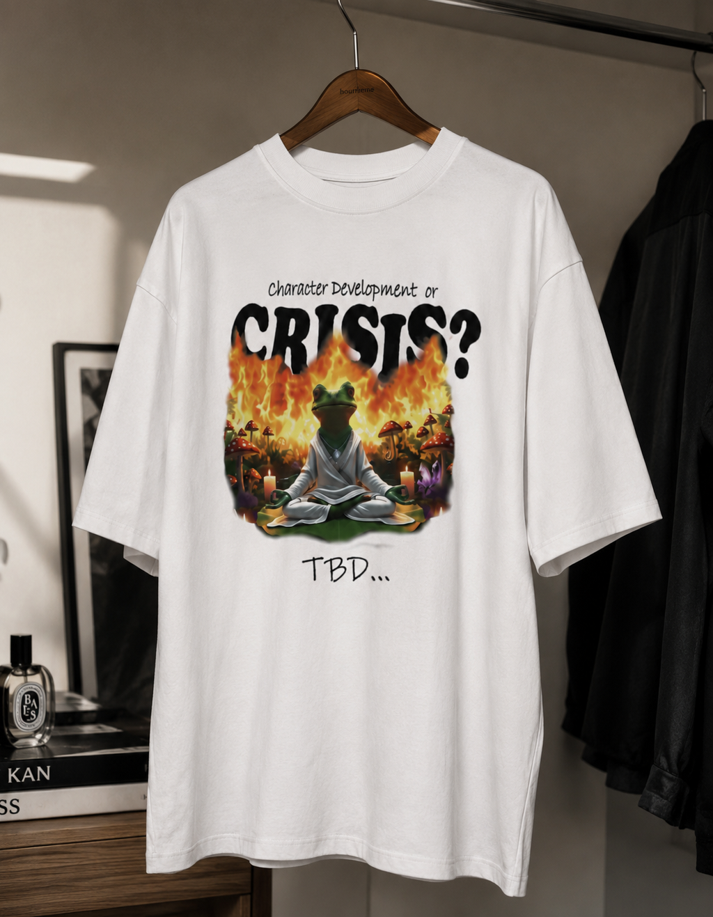 Crisis? / Tower Card - Unisex Terry Oversized Tee