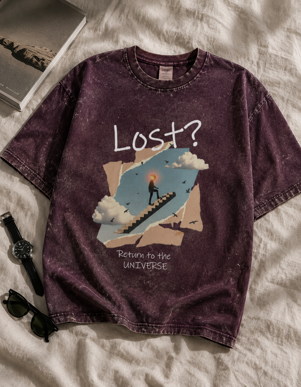 Return to the Universe / The Fool Card - Unisex Acid Washed Oversized Tee