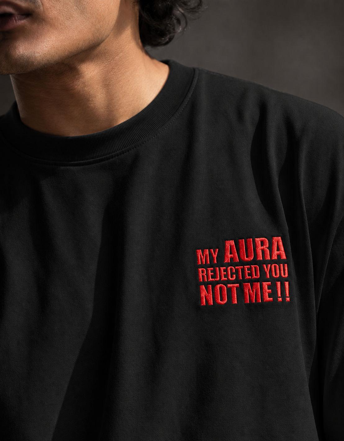 Embroidered - My Aura Rejected - Unisex Oversized Classic T-Shirt