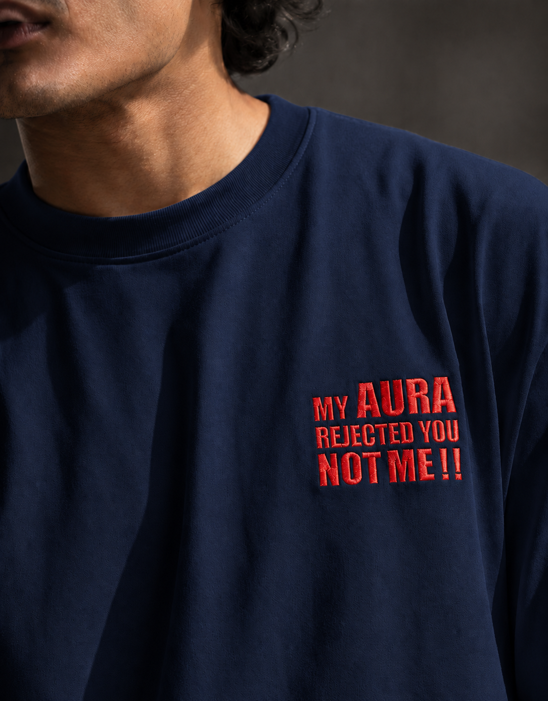 Embroidered - My Aura Rejected - Unisex Oversized Classic T-Shirt