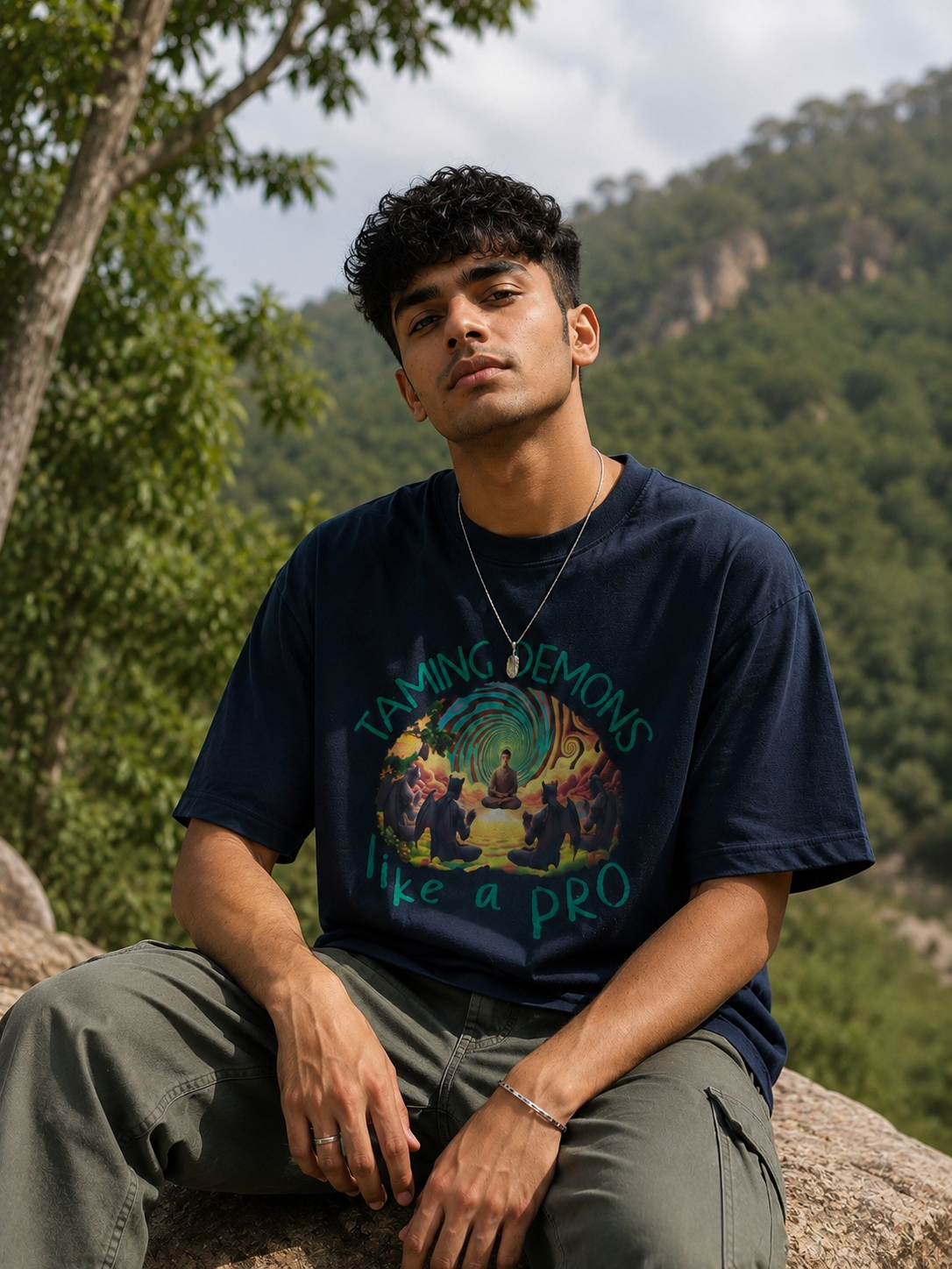 Taming Demons / Strength Card - Unisex Terry Oversized Tee