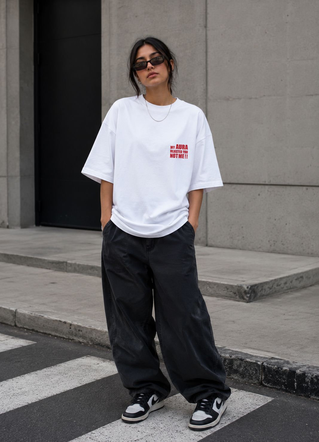 Embroidered - My Aura Rejected - Unisex Oversized Classic T-Shirt