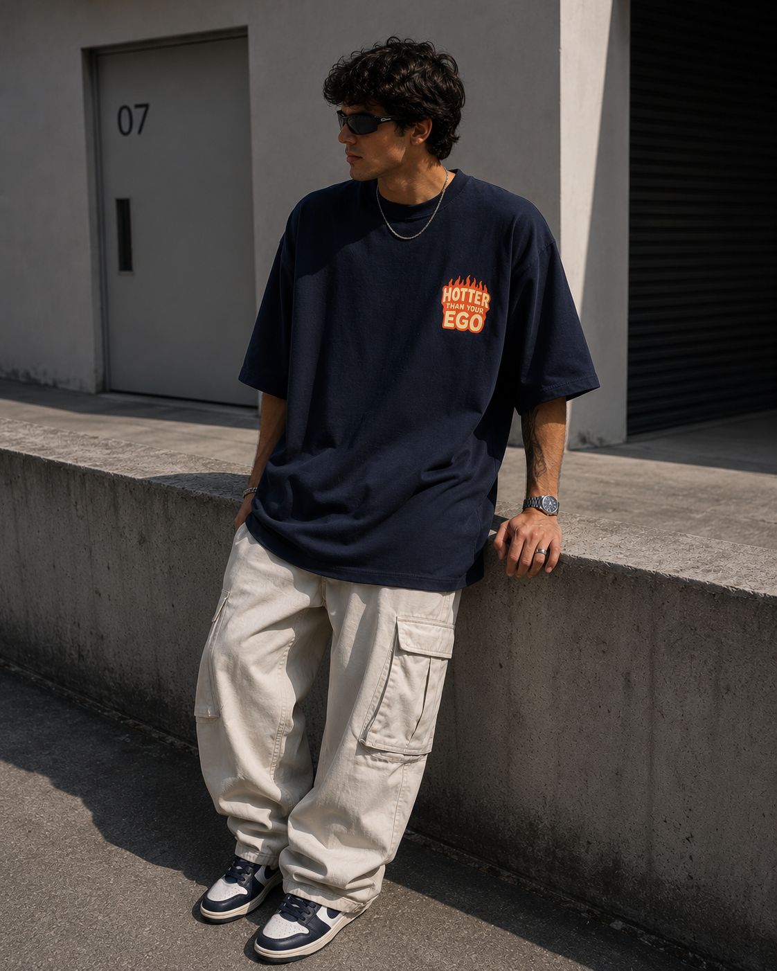 Hotter than Your Ego / Sun Card - Unisex Terry Oversized Tee