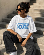 Crumbling but Cute / Tower Card - Unisex Terry Oversized Tee