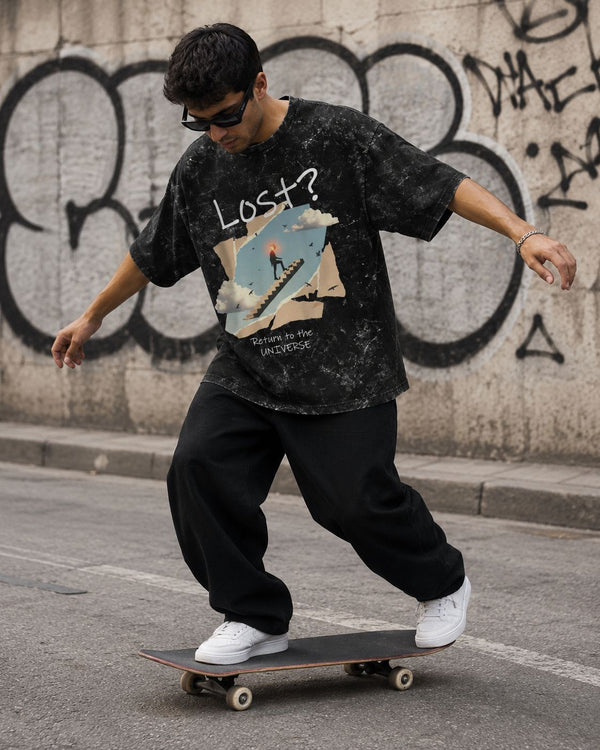 Return to the Universe / The Fool Card - Unisex Acid Washed Oversized Tee