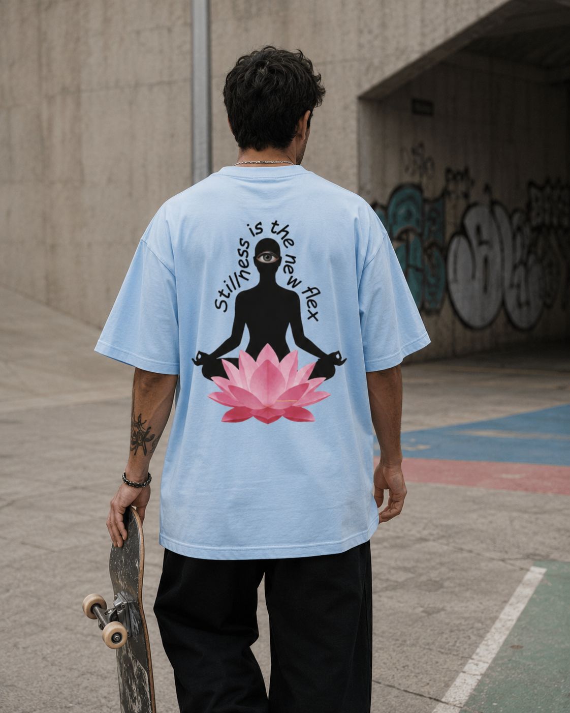 Stillness is the New Flex / The World Card - Unisex Terry Oversized Tee
