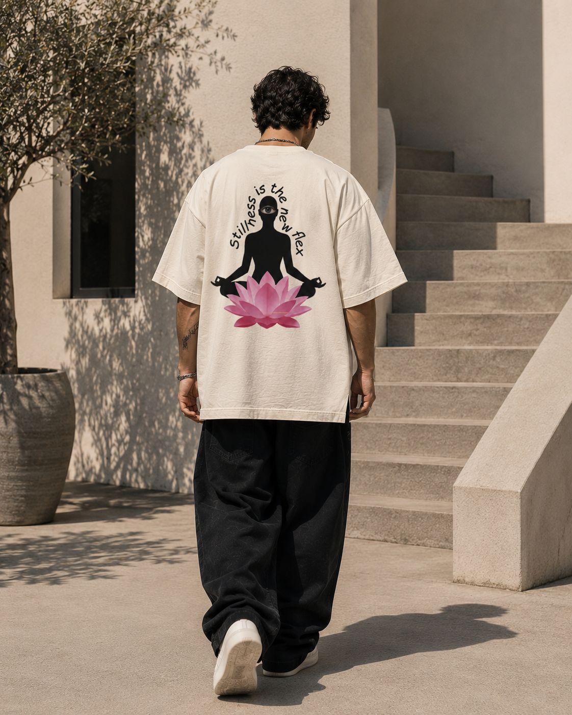 Stillness is the New Flex / The World Card - Unisex Terry Oversized Tee
