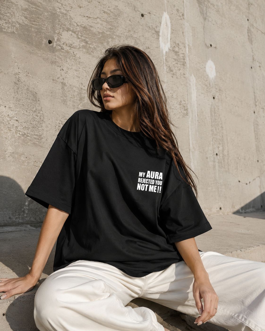 Embroidered - My Aura Rejected You -  Unisex Terry Oversized Tee