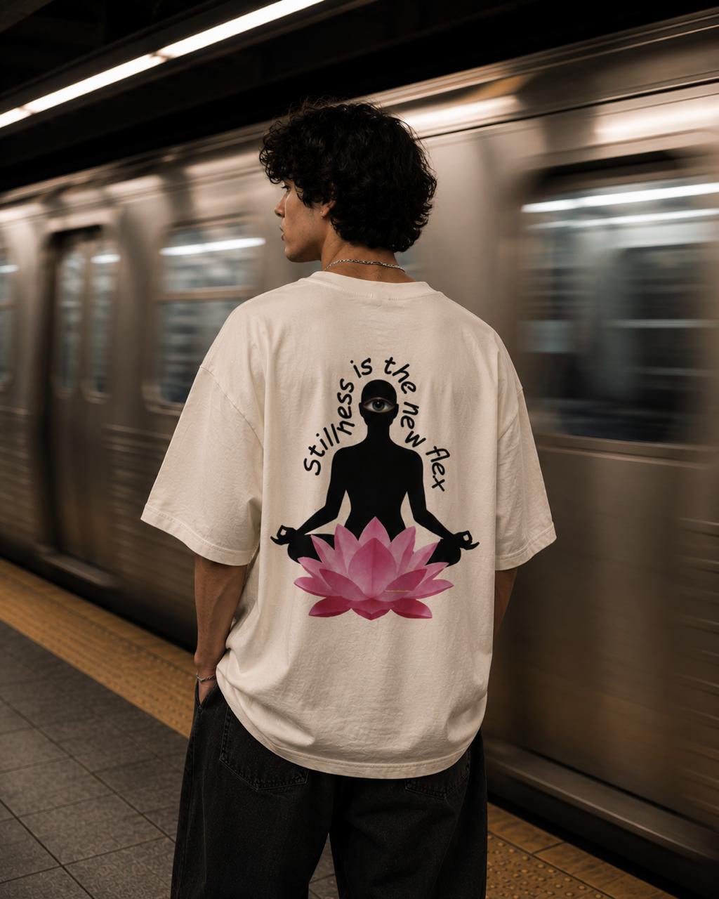Stillness is the New Flex / The World Card - Unisex Terry Oversized Tee