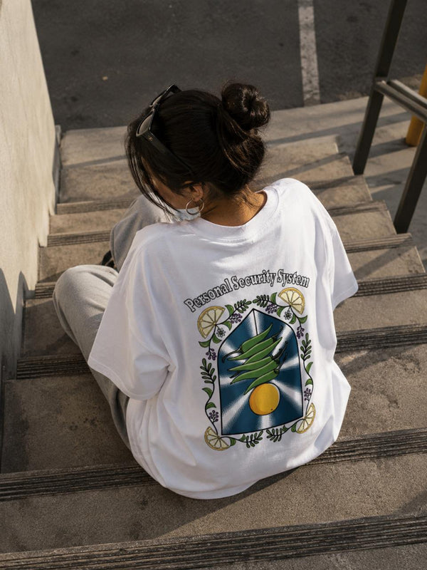 Personal Security System - Back Side - Unisex Terry Oversized Tee
